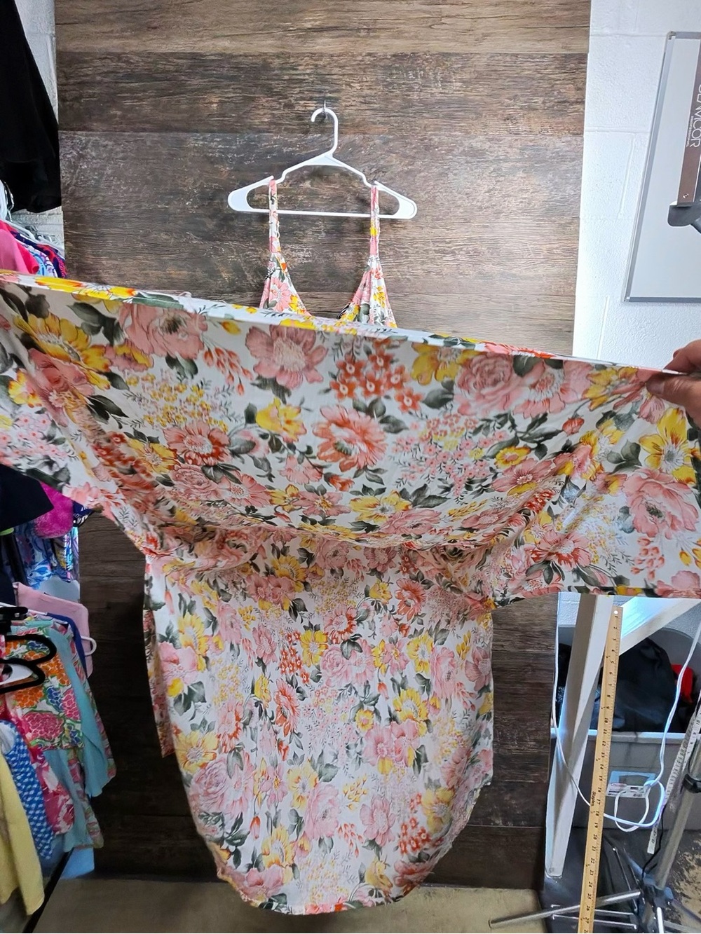 Shore Drive Floral Spaghetti-Strap Maxi Dress in Pink & Yellow - Picture 7 of 13